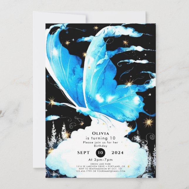 Invitación Cumpleaños de la mariposa encantada de los niños (Anverso)