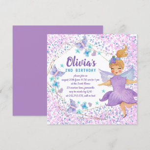 Invitación Cumpleaños de la Mariposa Mariposa Purple Fairy He