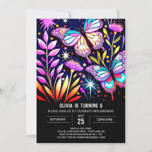 Invitación Cumpleaños de la mariposa mística púrpura en línea