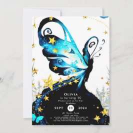 Invitación Cumpleaños de la mariposa mística y caprichosa