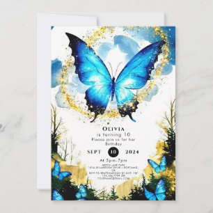 Invitación Cumpleaños de la mariposa Pastel Boho