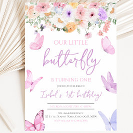 Invitación Cumpleaños de la mariposa púrpura rosa