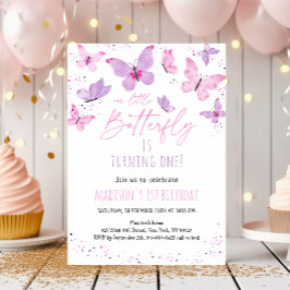 Invitación Cumpleaños de la mariposa púrpura rosa