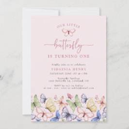 Invitación Cumpleaños de la mariposa rosa