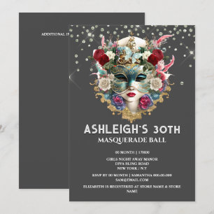 Invitación Cumpleaños de la mascarada Las mujeres venecianas