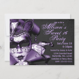 Invitación Cumpleaños de la Mascarada Púrpura