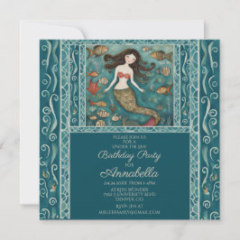 Invitación Cumpleaños de la Mermaid Watercolor