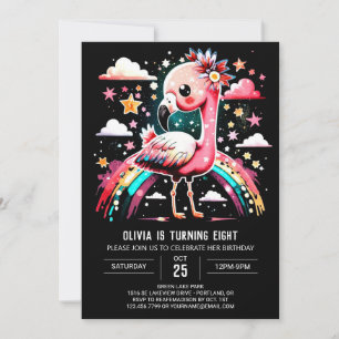 Invitación Cumpleaños de la Moda Flamingo Digital