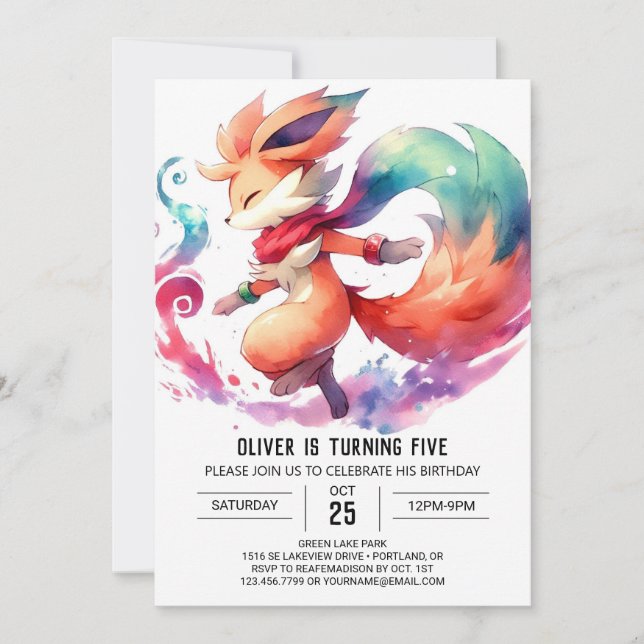 Invitación Cumpleaños de la Moda Rusa Fox (Anverso)