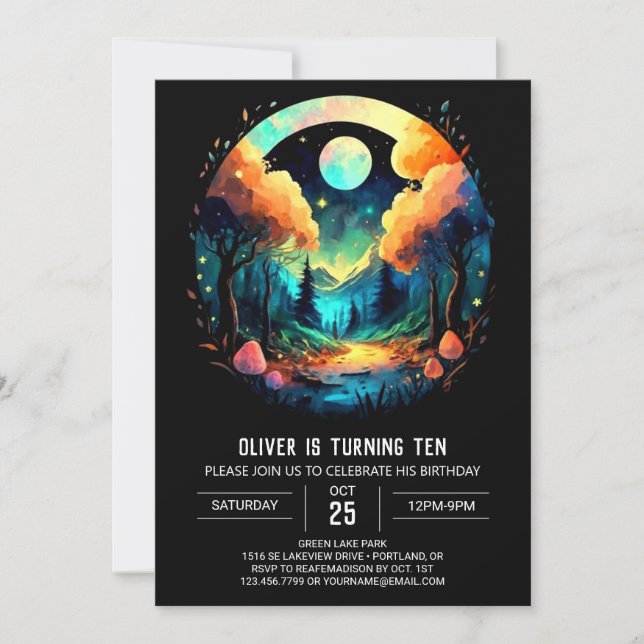 Invitación Cumpleaños de la Moda Woods encantada (Anverso)