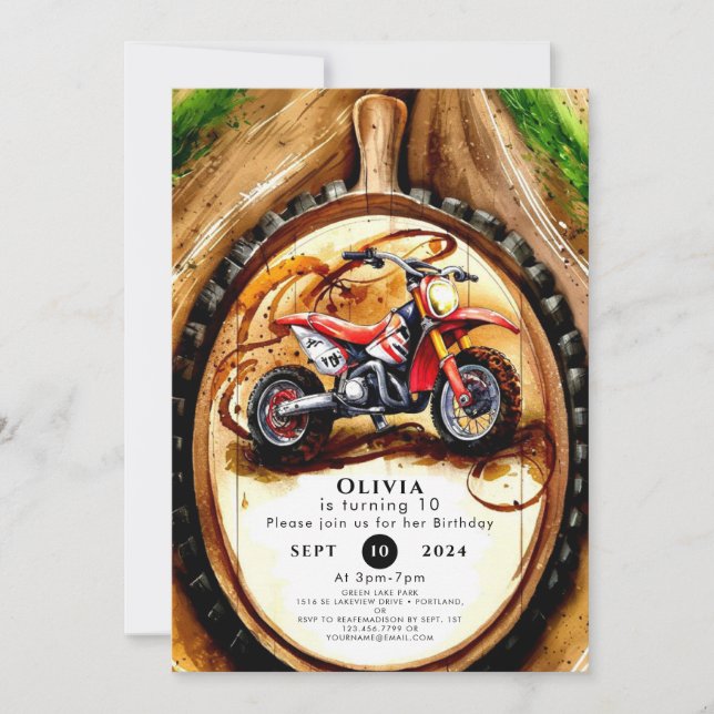 Invitación Cumpleaños de la motocicleta mágica colorida (Anverso)