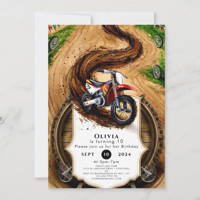 Invitación Cumpleaños de la Motocicleta Rápida de los Niños (Anverso)