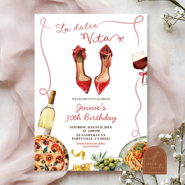 Invitación Cumpleaños de la mujer adulta italiana La Dolce Vi (Subido por el creador)