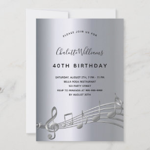 Invitación Cumpleaños de la música de plata
