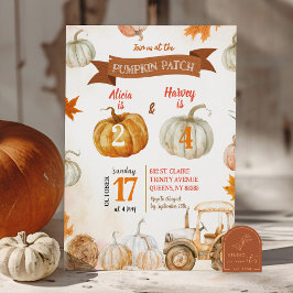 Invitación Cumpleaños de la naranja Pumpkin Patch Tractor