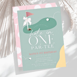 Invitación Cumpleaños de la niña de "Hole in One Golf Fairway