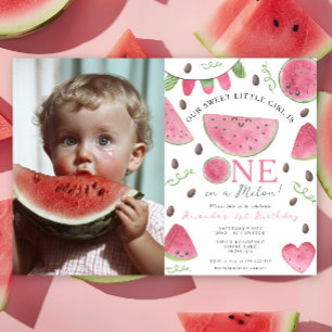 Invitación Cumpleaños de la niña de sandía linda uno en un me