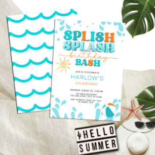 Invitación Cumpleaños de la niña Fiesta de agua de salpicadur