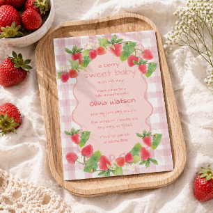 Invitación Cumpleaños de la Niña Floral de Fresa de Conquette