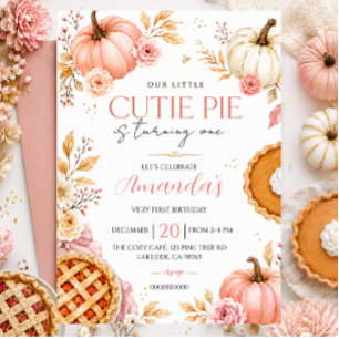 Invitación Cumpleaños de la niña Little Cutie Pie con calabaz