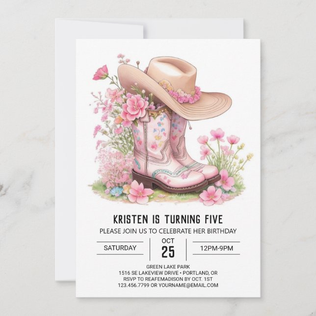 Invitación Cumpleaños de la niña y el Cacti (Anverso)