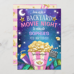 Invitación Cumpleaños de la noche de la película Backyard