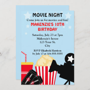 Invitación Cumpleaños de la noche de película