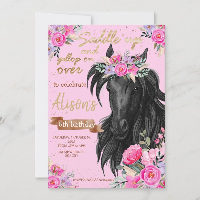 Invitación Cumpleaños de la Nojita de Caballo Arriba (Anverso)