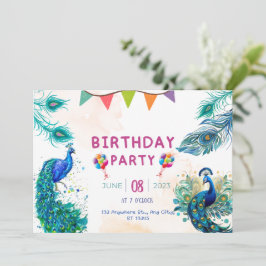 Invitación Cumpleaños de la Patina Especial Peacock