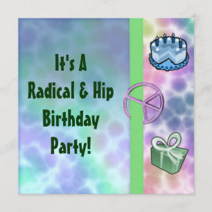Invitación Cumpleaños de la Paz de Tie Dye