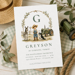 Invitación Cumpleaños de la pequeña granja del vaquero de acu
