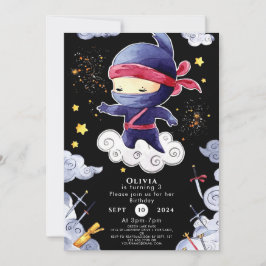 Invitación Cumpleaños de la pequeña Personalizado Ninja