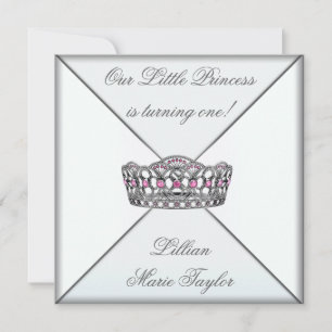 Invitación Cumpleaños de la pequeña princesa con tiara rosa