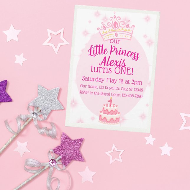 Invitación Cumpleaños de la pequeña princesa, Corona rosa  (Subido por el creador)