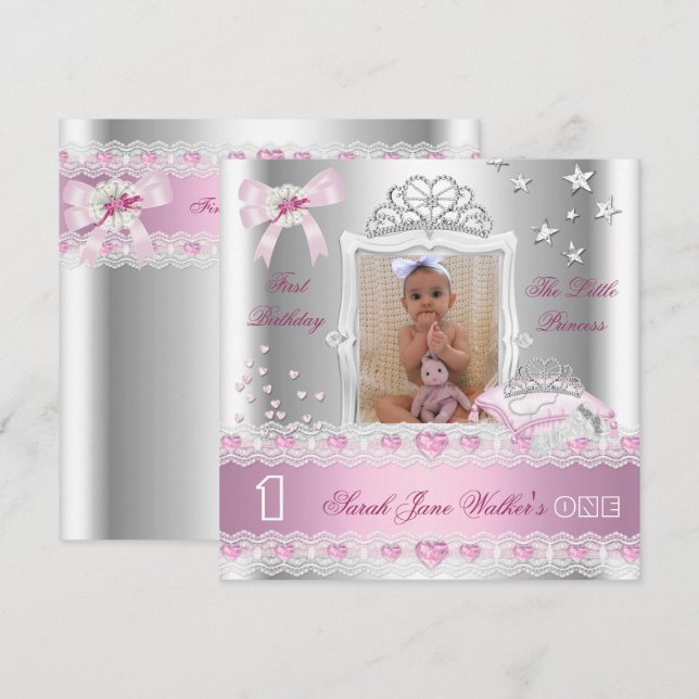 Invitación Cumpleaños de la pequeña princesa primera foto de  (Anverso / Reverso)