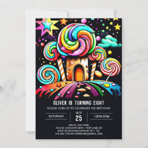 Invitación Cumpleaños de la personalizado Lollipop Wonderland