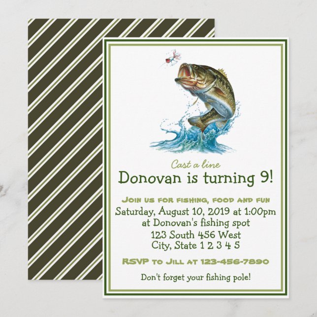 Invitación Cumpleaños de la pesca (Anverso / Reverso)