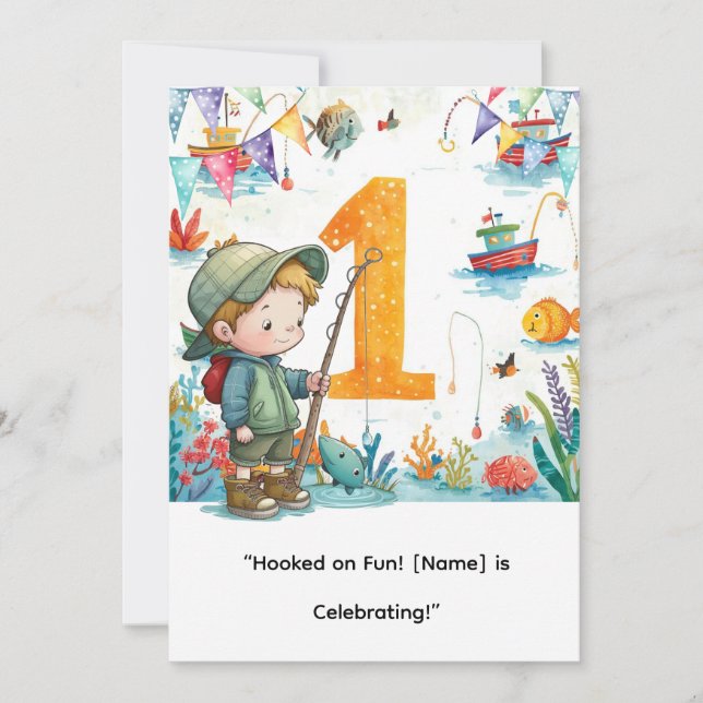 Invitación Cumpleaños de la pesca para el Fiesta de los peque (Anverso)