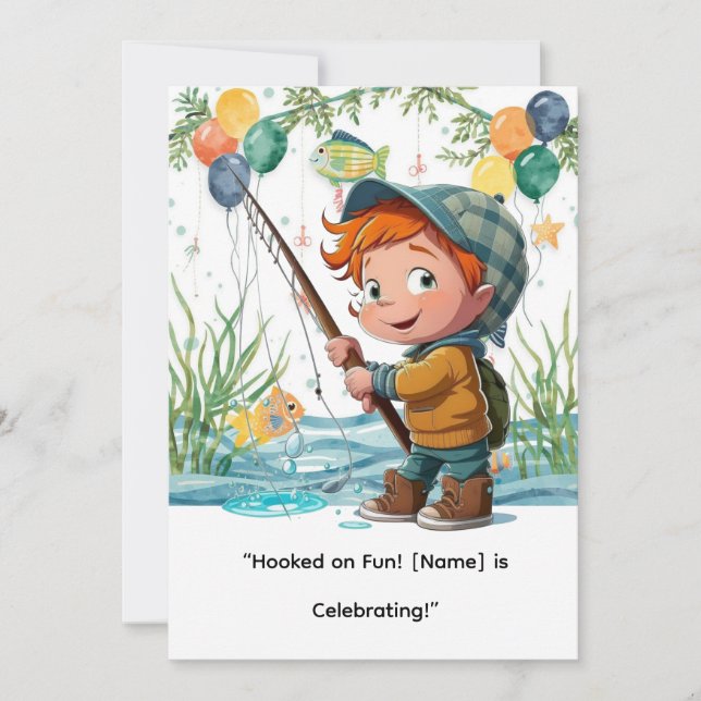 Invitación Cumpleaños de la pesca para el Fiesta de los peque (Anverso)