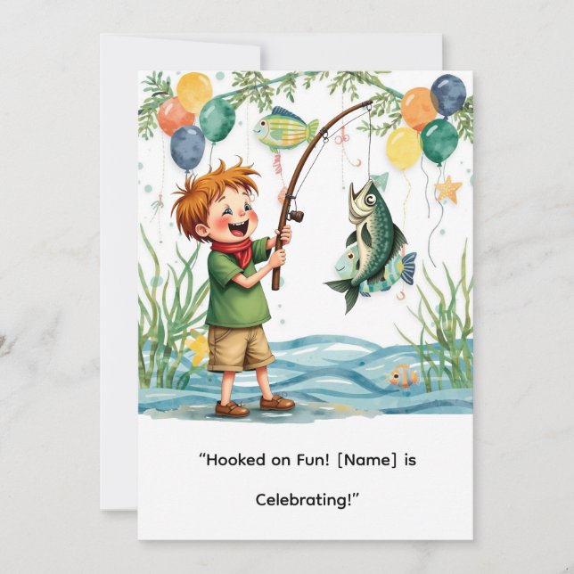 Invitación Cumpleaños de la pesca para el Fiesta de los peque (Anverso)