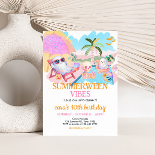 Invitación Cumpleaños de la piscina Summerween Halloween