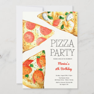 Invitación Cumpleaños de la pizza acuarela