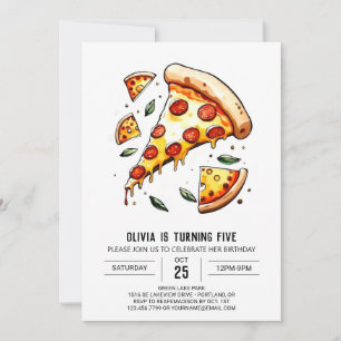 Invitación Cumpleaños de la pizza digital impresable