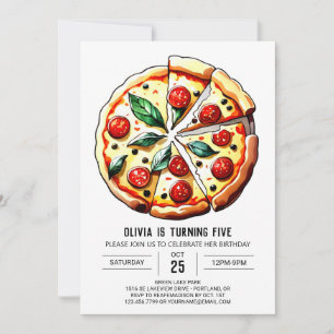 Invitación Cumpleaños de la pizza editable para alimentos