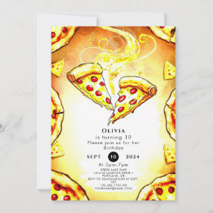 Invitación Cumpleaños de la pizza para niños de queso