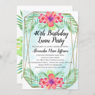 Invitación Cumpleaños de la playa tropical de Luau del
