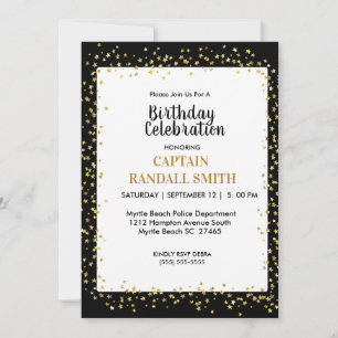 Invitación Cumpleaños de la Policía de Foto Estrellas Doradas