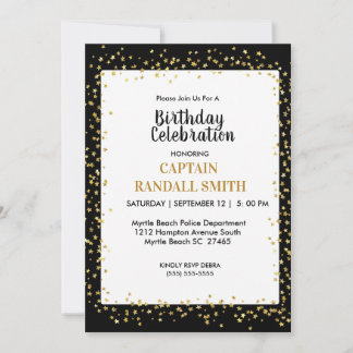 Invitación Cumpleaños de la Policía de Foto Estrellas Doradas