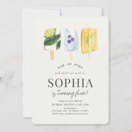 Invitación Cumpleaños de la Popsicle Watercolor de la fruta d