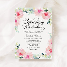 Invitación Cumpleaños de la primavera floral de color de agua
